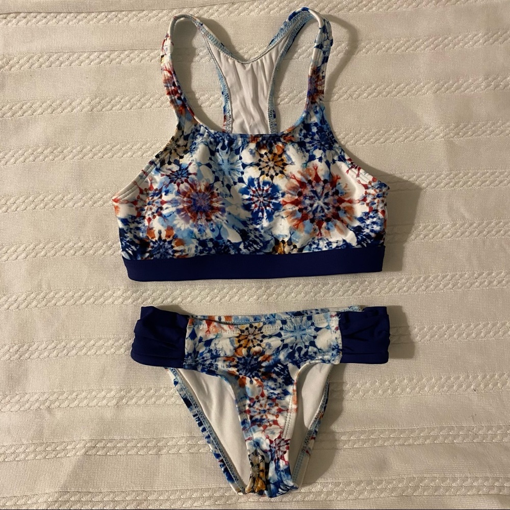 Floral Tankini Next Size 7 girls tankini swimsuit two piece Blue  Floral